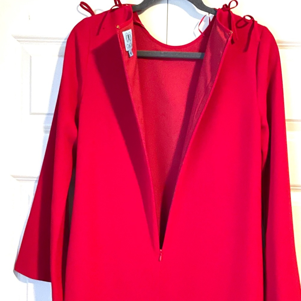 New CeCe Long Sleeves Women's Mini Dress Casual Party Office Red Size 4 ⚡️ - Picture 4 of 13